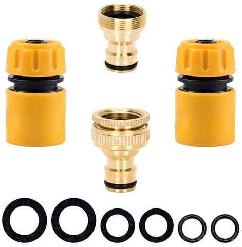 Universal Kitchen Mixer Sink Adapter Hose Tap Connector Fitting | Brass Outdoor 1/2 3/4 Outside Tap Hose Connector Faucet Sink Adapter & Hose Quick Connectors Attachments for Garden Hosepipe