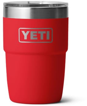 YETI Rambler Stackable Cup with Durasip Ceramic Lining, Vacuum Insulated Stainless Steel Cup with Magslider Lid, Rescue Red, 8 oz (236 ml)
