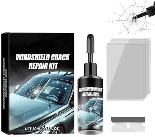 Kit Reparation Pare Brise, Voiture Brise de Voiture Réparation de Verre Fissuré, Colle Pare Brise Avec lame et film de durcissement, Pour Réparation Pare Toile D'araignée, Croissant de Lune Demi