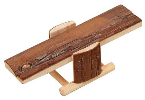 TOYZFRIENDY Balançoire en Bois Naturel pour Hamster Jouet à Mâcher Bascule Solide Taille Petite pour Cage Petits Animaux Petits Rongeurs