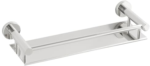 bgl Badrumshylla väggmonterad krom 40 cm – modern rostfri duschförvaringsställ med skyddsskena, platsbesparande badrumsarrangör för schampo