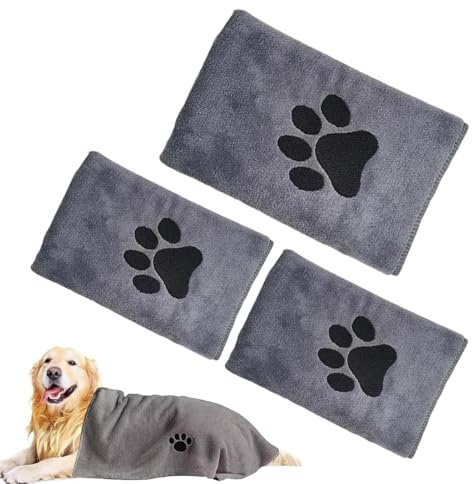 Jovrelant 3 Pack Dog Towels for Drying Dogs, Ultra-Absorbent Dog Towel, Super Soft Microfibre Puppy Blanket Robe Pet Towel for Dogs Cats and Other Pets (35×75CM,50×100CM)