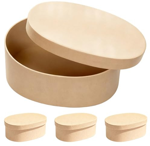 OUNONA 4 Stück Pack Ovale Geschenkboxen aus Dickem Kraftpapier mit Deckel – 19 X 135 X 76cm Dekorative Aufbewahrungsboxen zum Basteln Verpacken und Organisieren für Valentinstag und