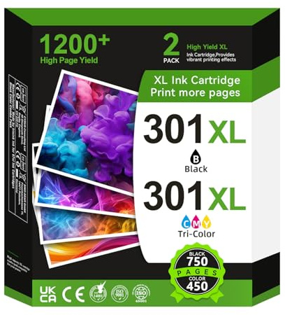 301XL Cartuchos de impresión para HP 301 Sustitución para los Cartuchos Originales HP 301 Negro y de Color para HP Envy 4500 5530 4504 5534 DeskJet 1510 2540 2544 2549 OfficeJet 4630 4632 4636 4639