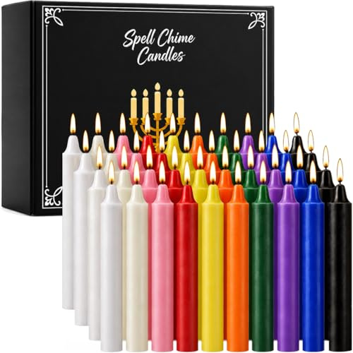 Topsics Spell Chime-ljus, 40-pack färgade ljusstavar i bulk, 4 tum (10 cm) oparfymerade mini koneljus för ritualer