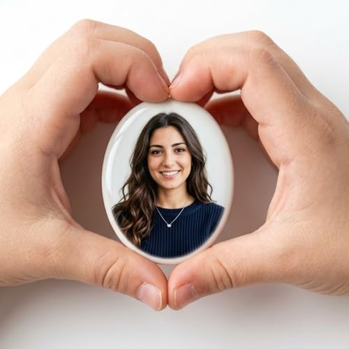 Reminoria Personalisiertes Porzellan-Gedenkfoto 3 × 4 cm, ofengebranntes Grabbild aus Keramik für Urne, Grabkreuz und bleibende Erinnerung