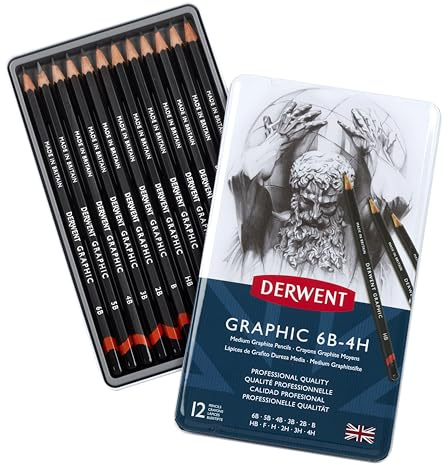 Derwent Graphic Drawing Pencils, Medium, Metal Tin, 12 Count (34214)