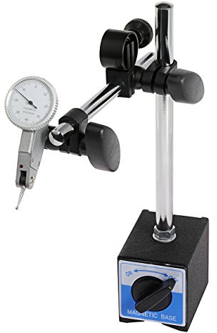 WABECO Magnet-Messstativ mit Einzelklemmung und Fühlhebelmessgerät, Präzisions-Messstativ mit Magnetfuß 80 kg Haftkraft