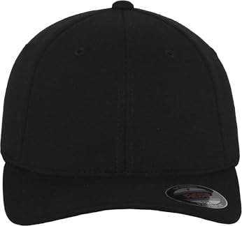 Flexfit unisex dubbel jerseymössa, matt, svart, S-M