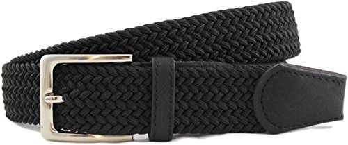 Bekvämt elastiskt flätat stretchbälte – stretchbelt – tygbälte – flekt med pu-läder för kvinnor och män