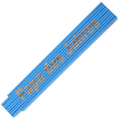 TE-Trend Zollstock mit Gravur personalisierter Meterstab 2m Gliedermaßstab Meter Metermaß Papa des Jahres Blau