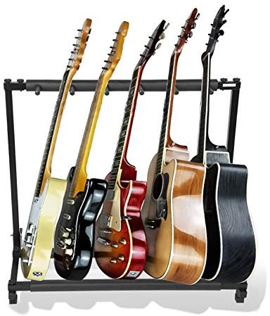Cocoarm Gitarrenständer 5 Gitarren 5 Fach Gitarrenständer Gitarrenstativ Stand Stativ Universal Gitarre Halterung für alle Arten Schwarz