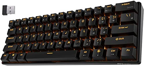 RK ROYAL KLUDGE RK61 Wireless 60% Triple Mode BT5.0/2.4G/USB-C Wired Mechanical Gaming Keyboard, Compact 61 Keys Bluetooth Mechanical Keyboard with Software (Hot Swappable Red Switch, Black)