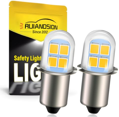 Ruiandsion 2 Stück P13.5S LED Birne Gelb 4,5V-6V 240lm Taschenlampenleuchte | 240lm hohe Helligkeit 360°Abstrahlwinkel 5einfache Montage Innen-/Hand-/Arbeitsbeleuchtung 12 Monate Garantie