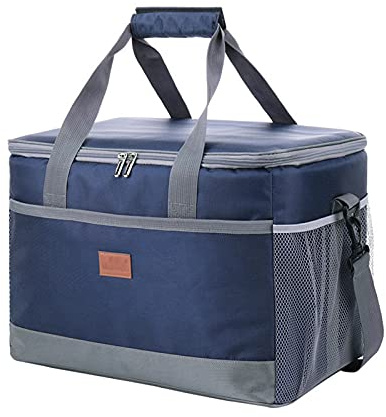 Kylväska stor, vikbar lunchväska picknickväska isoleringsväska kylbox 35 l, cool väska för picknick grill shopping kontor utomhus resor (blå)