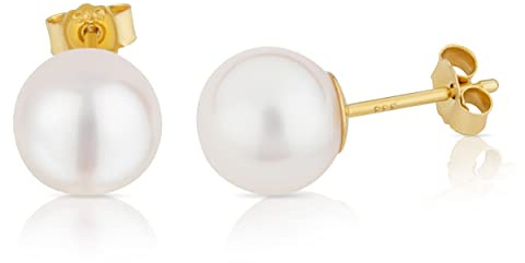 NKlaus Ohrstecker mit Süßwasserperle Ø8,5mm, 333er Gelbgold, 2 Stück