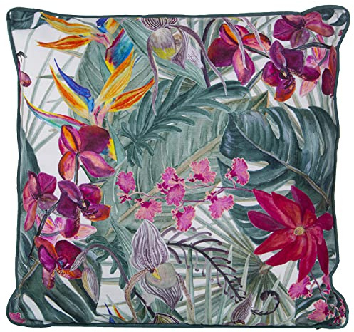 DRW Cuscino quadrato a faccia in velluto con stampa digitale floreale con cerniera 45x45cm
