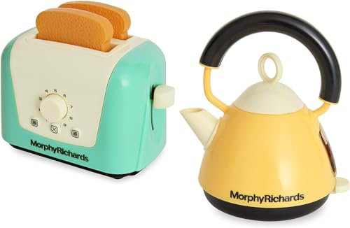 Casdon 65150 Morphy Richards Interaktiver Spielzeug-Toaster & Wasserkocher für Kinder ab 3 Jahren | Sieht genauso aus wie die echte Sache für endlosen Spaß, Blaugrün und Gelb, M