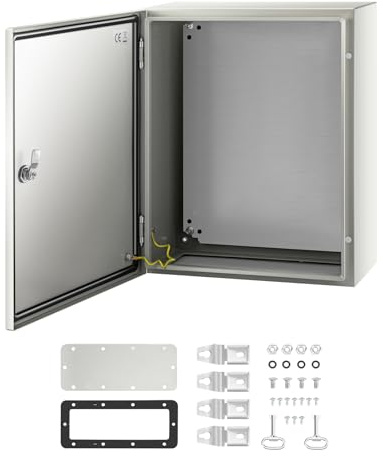 VEVOR NEMA Steel Enclosure, 20 x 16 x 8'' NEMA 4X Steel Electrical Box, IP66 Waterproof & Dustproof, Outdoor/Indoor Electrical Junction Box, with Mounting Plate