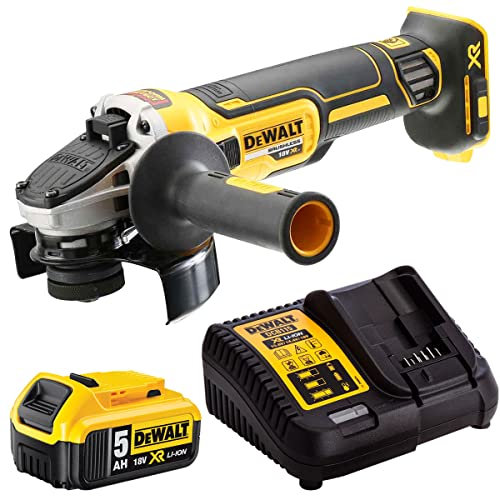 DeWalt DCG405N 18V Brushless 125mm Angle Grinder with 1 x 5.0Ah Battery & Charger