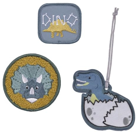 LÄSSIG Anhänger und Patches Set (3 Stk.) mit Druckknopf/School Patches Set Jurassic