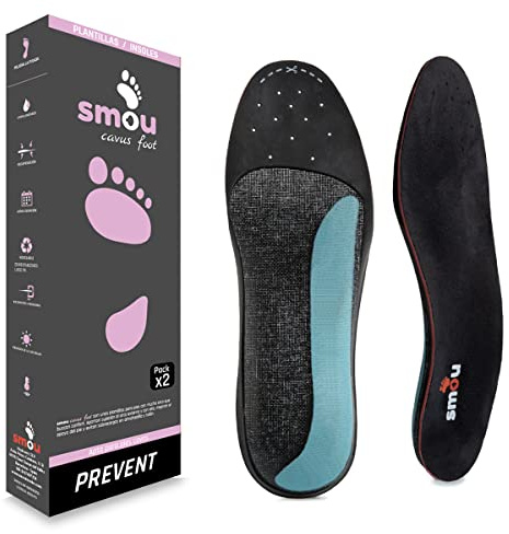 Plantillas Pie Cavo SMOU Cavus Foot – Ortopédicas para Arco Alto y Pie Supinador – Corrección Postural y Alivio Dolor de Espalda – Amortiguación Gel Memory Foam – Hombre y Mujer Uso Diario