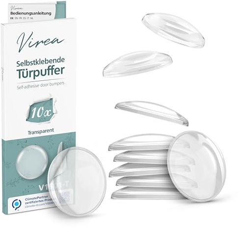 virea 10 x Türstopper 40 x 8 mm Transparent - - Selbstklebende Türpuffer - - Elastische Wandpuffer - - Zum Schutz von Wänden und Möbeln - - Wand-Stopper in dezentem Design - - Türgriff-Puffer
