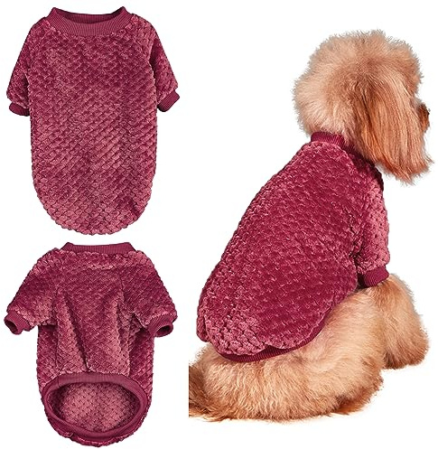 Winmany Hundepullover für Welpen, Weihnachten, Flanellmantel, Winter, warme Kleidung, Haustier, Katze, weicher Einteiler, Jacke für kleine mittelgroße Hunde, Katzen (groß, rotes Karomuster)