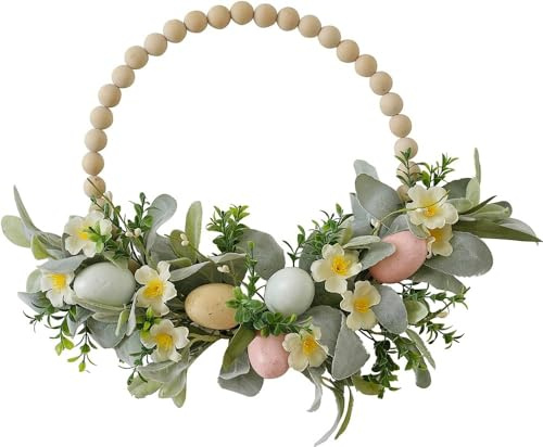 Osterkranz Türkranz Ø 40 cm „Frühlingserwachen“ – Deko-Kranz mit Blumen & Ostereiern – Wandkranz/Türdeko Frühling Ostern – Osterdeko Kranz grün rosa gelb – Frühlingsdeko Haustür Wohnzimmer