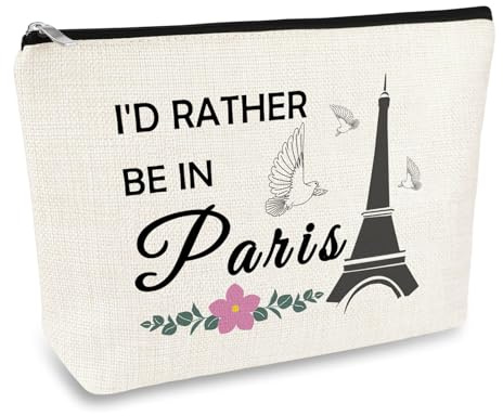 Paris Travel Gift French Theme Cosmetic Bag Paris Lover Landmarks Gift Eiffel Tower Makeup Bag French Souvenirs Trip Gifts for Girls Women Travel Make Up Pouch Graduation Gifts