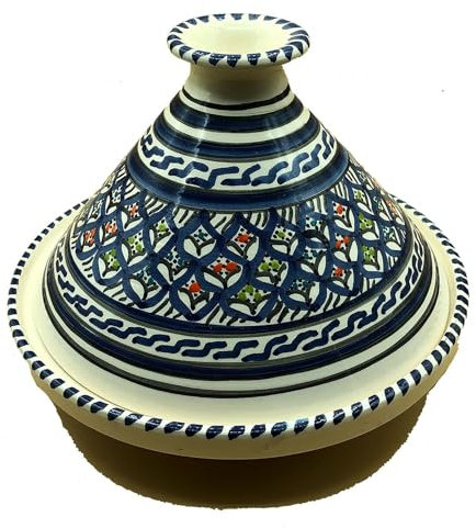 La Maison Unique: Mini Tajine Decorativo in Ceramica Bianca Dipinta a Mano - Pezzo Unico di Artigianato Tunisino 1003211100