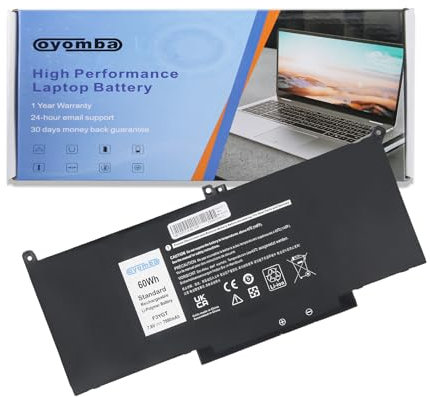 OYOMBA F3YGT DM3WC Laptop Battery for Dell Latitude 7480 7490 7280 7290 7380 7390 E7480 E7490 E7280 451-BBYE DM3WC DM6WC 2X39G KG7VF P29S002 P22 9999999P73G000