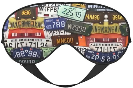 Schlafmaske mit Nummernschild-Aufdruck, Nacht-Augenbinde, weicher Augenschutz für Damen und Herren, für Reisen, Nickerchen, Meditation