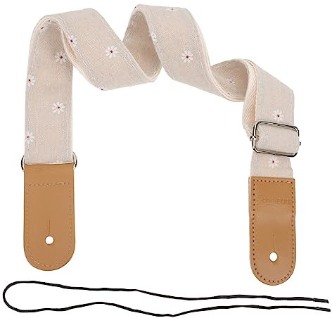 OFFSCH Verstellbarer Gitarrengurt Aus Baumwollleinen Mit Blumendekor Atmungsaktiver Ukulele Schultergurt Flexibel Anpassbar Und Sicherer Halt