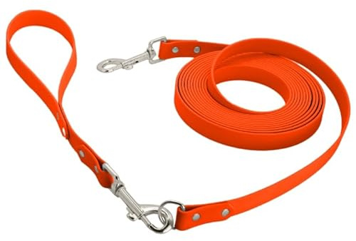 Petbo 7m Biothane Schleppleine 19mm mit abnehmbaren Kurzführer (ohne Handschlaufe/Kein Verheddern) Extra Breite 19mm für Mittelgroße & Große Hunde (Orange - Biothane)