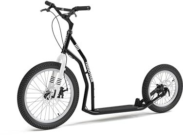 YEDOO Four Y40 Tretroller - bis 150 kg, mittelgroßer, Stabiler Kickscooter mit Scheibenbremsen und 20/16 Lufträdern - Dogscooter für Erwachsene, für Natur und urbanes Off-Road. (Black)