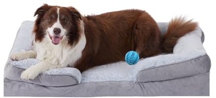 GUPPBF Orthopädisches Hundebett für Große Hunde, Weiche und Bequeme Hundematratze, Abnehmbares und Waschbares Haustiersofa, Rutschfester Boden, Khaki, 115cm×75cm×20cm