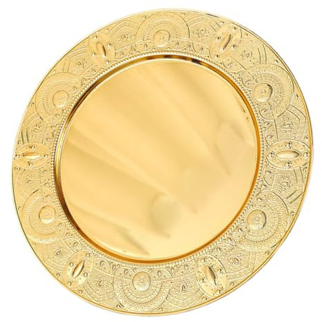 SECFOU Round Metal Tray Large Serving Plate Fruit Serving Tray Metal Fruit Plate for Home Hotel