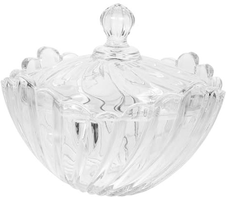 IMIKEYA Candy Jars Embossed Glass Jars Lids Household Dried Food Containers Snack Holder