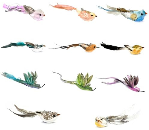 ZAYLUMO Jouets à Plumes Chat - 11 Têtes de Rechange pour Canne à Pêche - Jouets Chat Plumes Naturelles Oiseaux avec Grelots - Accessoires Jouets Chat Interactifs Fait Main