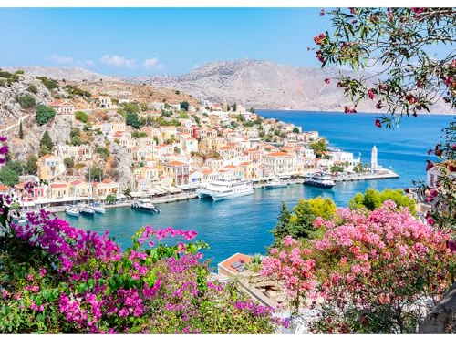 Puzzle de 1000 Piezas, Rompecabezas para Adultos, un Rompecabezas desafiante, Juegos de Rompecabezas para Toda la Familia, Regalos para Mujeres, Regalos para Hombres, Tema: Grecia Symi Town