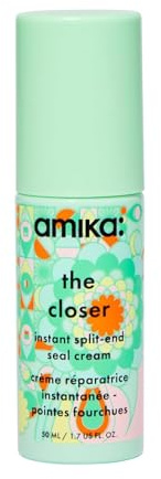 amika the closer instant split-end seal cream - leave in hair treatment + styling cream with bond fortifying technology - hair care to smooth + strengthen strands while eliminating frizz (50 ml)