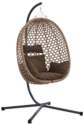 vidaXL Chaise Suspendue polyrotin 104 x 100 x 191 cm Café
