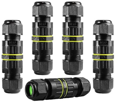 Knoruley 5Pc 3-Core Junction Box Electrical Cable Connector M16 Wire Range(3.5-10mm), for Outdoor Repair