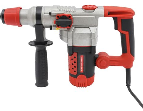 Martello perforatore da 2200 W, con 6 scalpelli e funzione 3 in 1 (foratura/scalpello/rottura) 930 giri/min, con manico girevole a 360°, con valigetta e accessori, trapano a percussione per foratura
