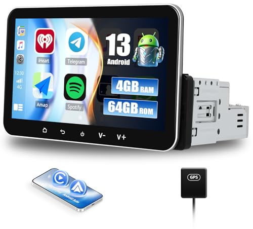 SIXWIN 4+64G Android 13 1 Din Autoradio con Wireless CarPlay/Android Auto/Mirror Link,7 Pollici HD TouchScreen Schermo con Navigatore WiFi Bluetooth 5.0 FM/RDS 32EQ