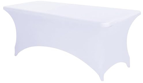 ANNAFRIS Mantel Rectangulares Elástico 6FT, 183x76x76cm Ropa de Cama de Belleza Poliéster, para Bodas, Fiestas, Resistente a Arrugas(Blanco)