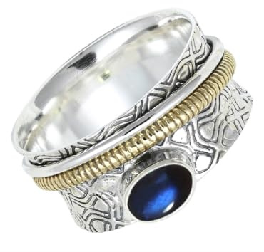 SILVERTROVE Massiv 925 sterling silver vridbar ring med ädelsten för män och kvinnor, handgjordCRG1211AA, 60 (19.1), Ädelsten, Labradorit