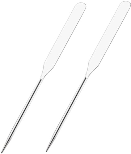 VALICLUD 2 Stück Edelstahl Make Up Spatel Kosmetik Rührstäbe zum Mischen von Foundation und Nagelkunst Einfach zu Reinigen Silberfarben für Nagelstudio Zubehör