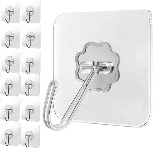 4smile Klebehaken extra stark, 12 Stück | Transparent selbstklebende Haken - 180° drehbar, 10 kg Tragkraft, Wandhaken Selbstklebend für Küche, Bad und Deko